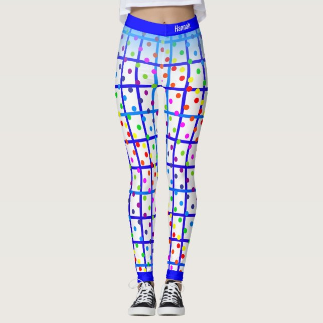 Leggings Rayas azules Arcoiris Polkadot en tu propio color (Anverso)