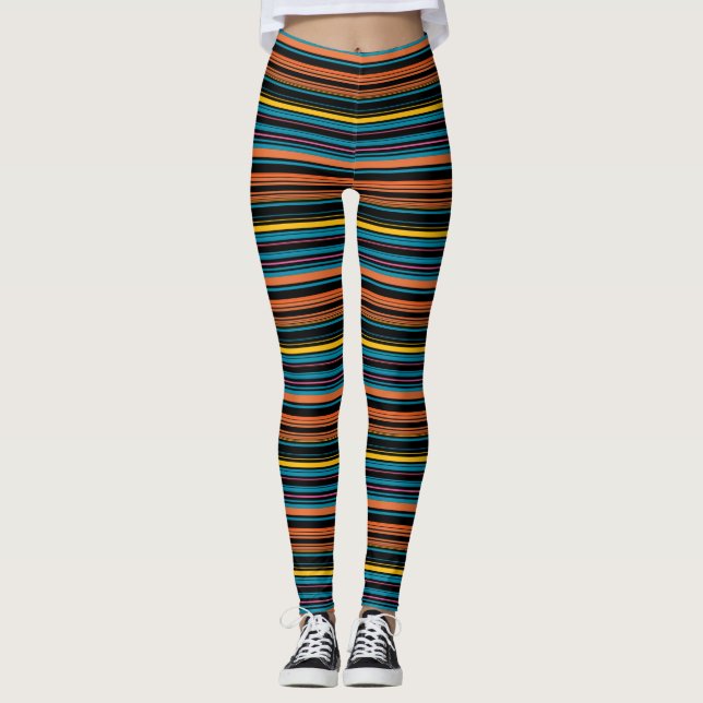 Leggings Rayas azules negras lindas (Anverso)
