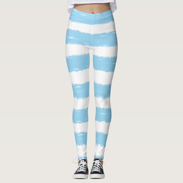 Leggings Rayas blancas azul cielo bonito (Anverso)