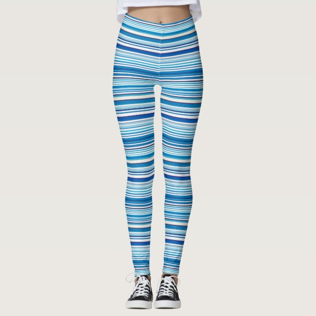 Leggings Rayas blancas azules cortas (Anverso)