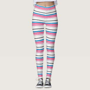 Leggings Rayas blancas azules cortas