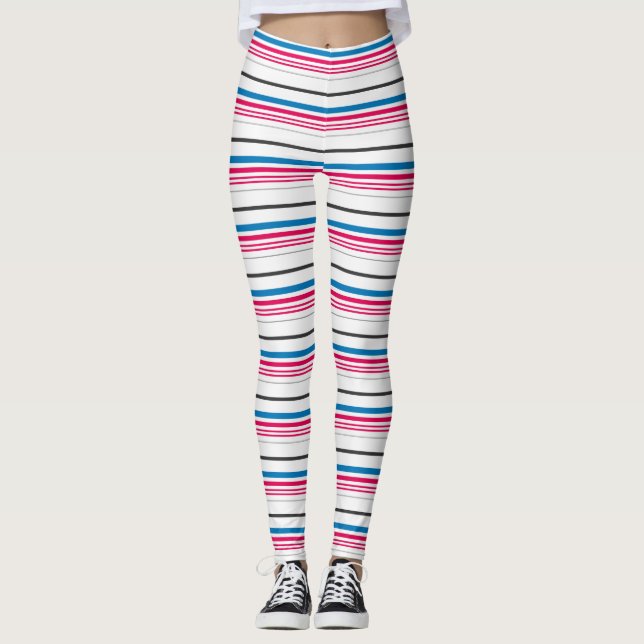 Leggings Rayas blancas azules cortas (Anverso)