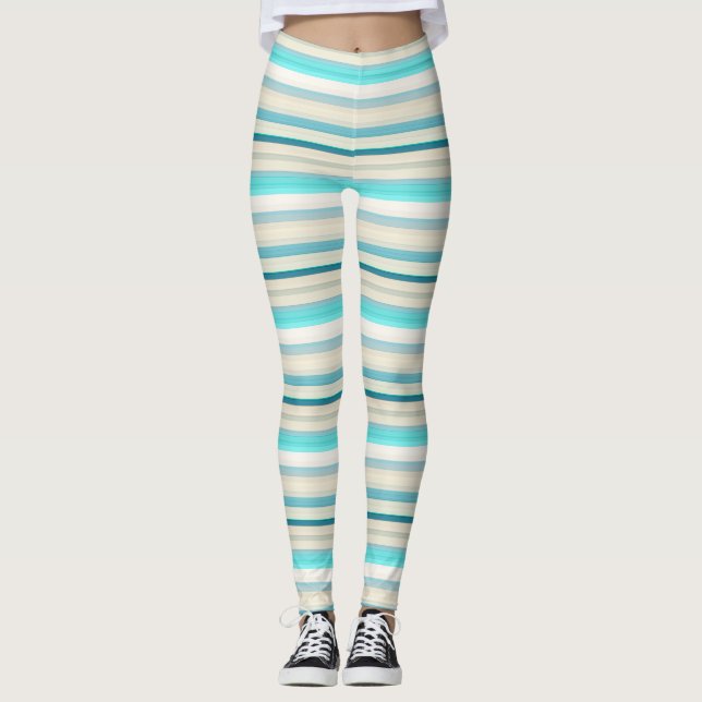 Leggings Rayas blancas de aqua lindas (Anverso)