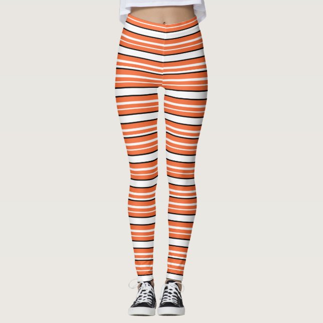 Leggings Rayas blancas naranjas cortas (Anverso)