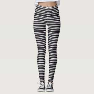 Leggings Rayas blancas negras cortas
