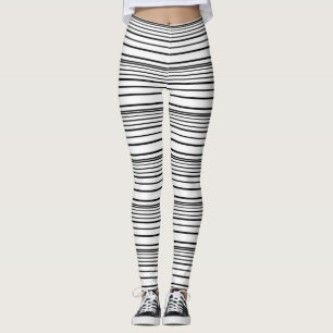 Leggings Rayas blancas negras cortas