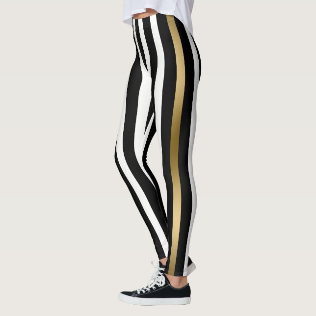 Leggings Rayas Blancas, Oro Y Negra (Izquierda)