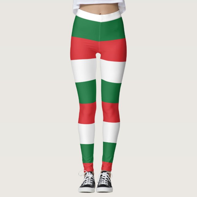 Leggings Rayas Blancas Verdes Rojas Funky Fiesta Navidad (Anverso)
