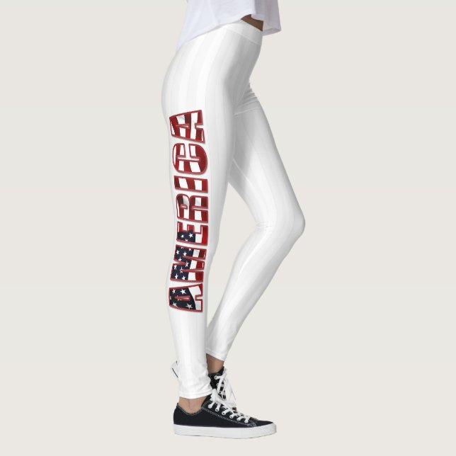 Leggings Rayas Blancas Y Letras Estadounidenses (Derecha)