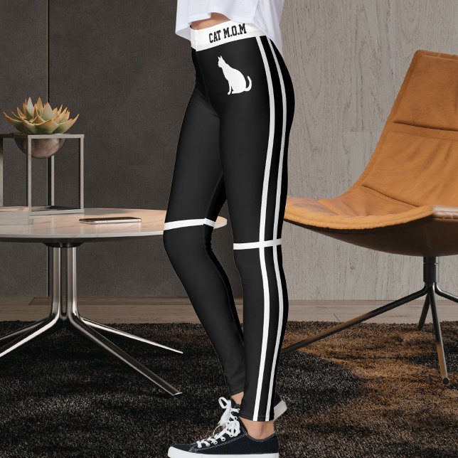 Leggings Rayas blancas y negras personalizadas para mamá de (Subido por el creador)