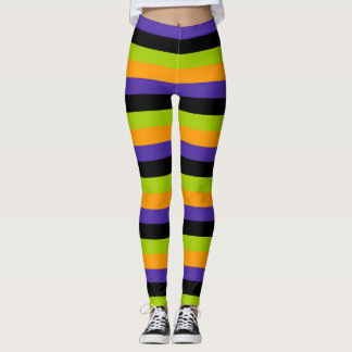 Leggings Rayas Brujas Verde Negro Naranja Púrpura Halloween