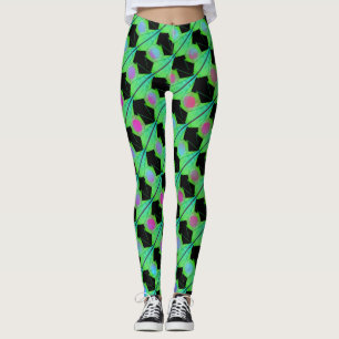 Leggings Rayas, círculos lilacos azules o hexágono abstract