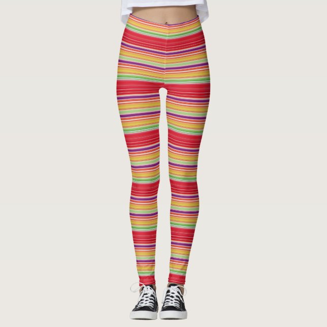Leggings Rayas coloreadas y rojas (Anverso)