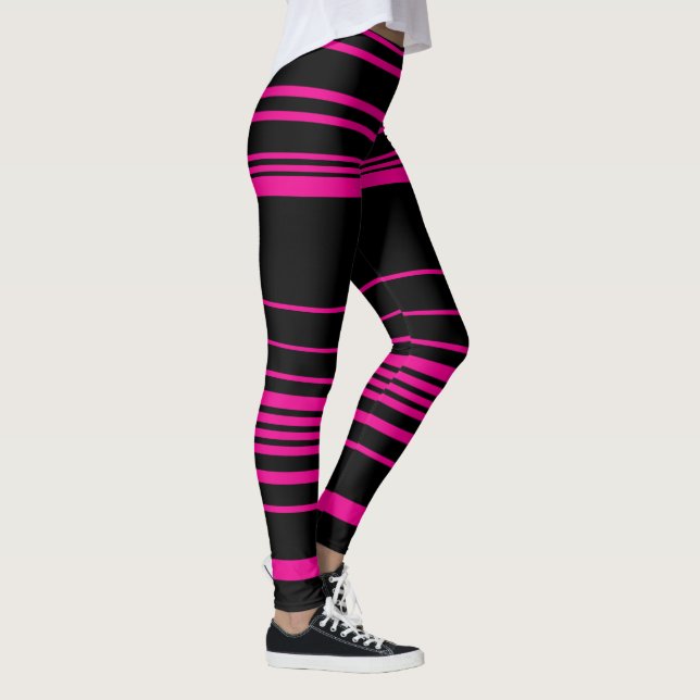 Leggings Rayas complejas - Magenta y negro (Derecha)