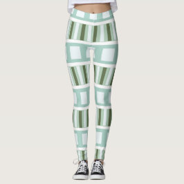 Leggings Rayas cuadradas verdes verde azuladas