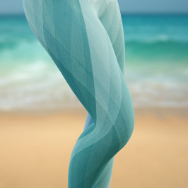 Leggings Rayas de acuarela azul verde Aqua Nombre personali