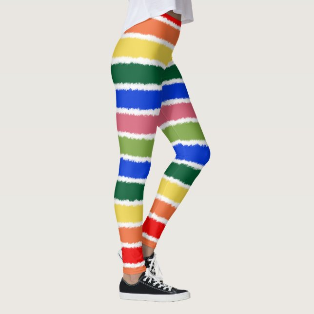 Leggings Rayas de Acuarela de Arcoíris Coloridas (Derecha)