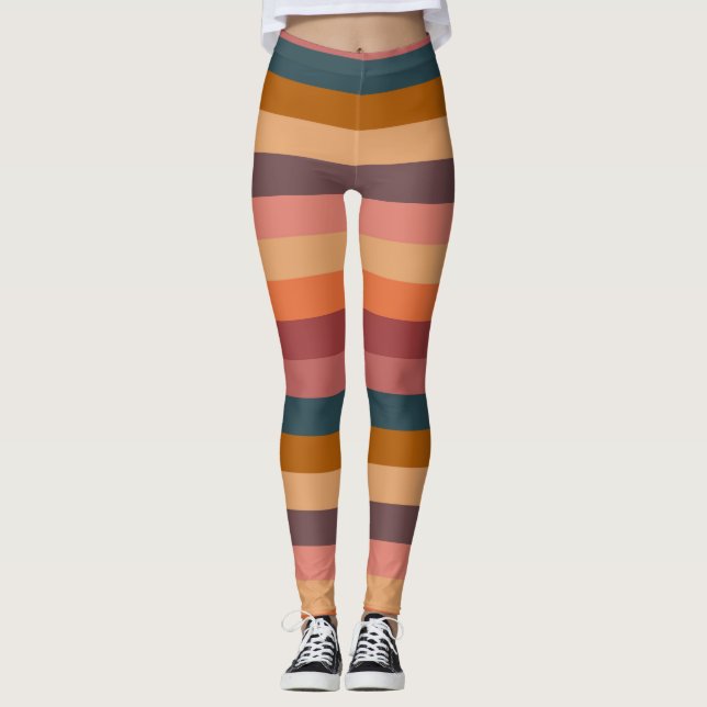 Leggings Rayas de Acuarela de Atardecer (Anverso)