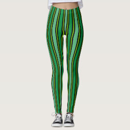 Leggings Rayas de adelgazamiento negro verde del Día de San