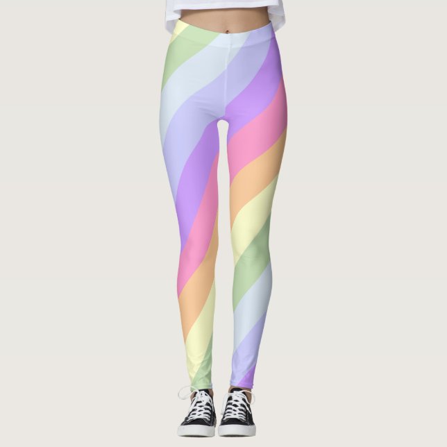 Leggings Rayas de arcoiris diagonales pasteles (Anverso)