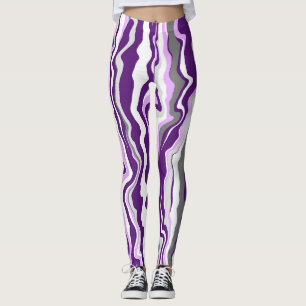Leggings Rayas de arte de fluido de mármol púrpura