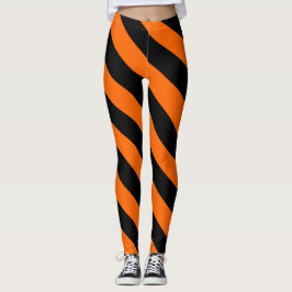Leggings Rayas de bruja naranja y negra de Halloween