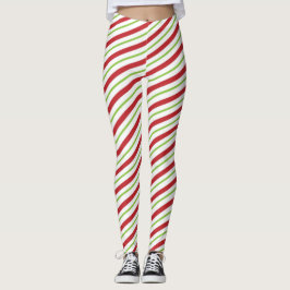 Leggings Rayas De Caña De Candy Rojo Y Verde