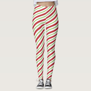 Leggings Rayas De Caña De Candy Rojo Y Verde