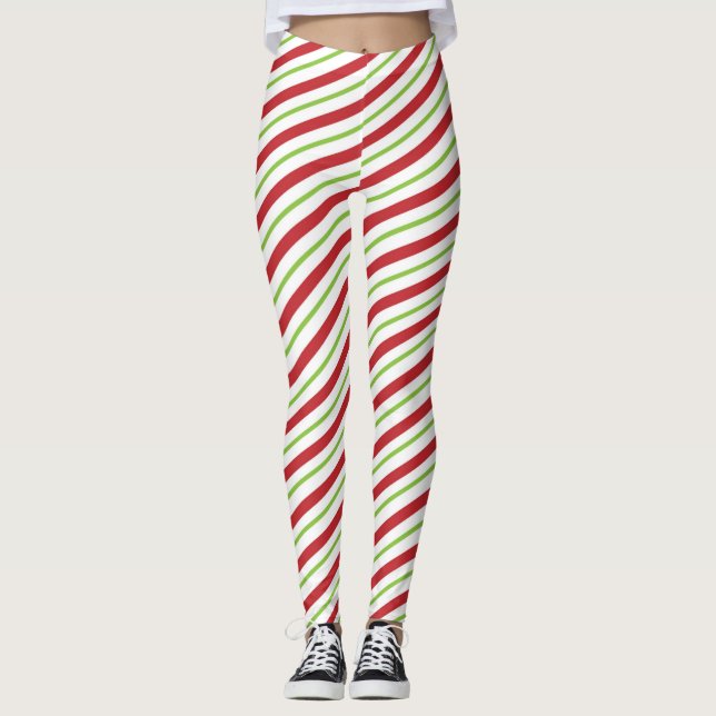 Leggings Rayas De Caña De Candy Rojo Y Verde (Anverso)