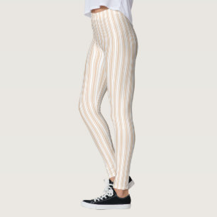 Leggings Rayas de caramelo beige y blanco