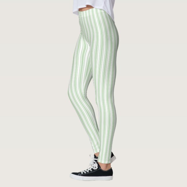 Leggings Rayas de caramelo verde claro y blanco (Izquierda)