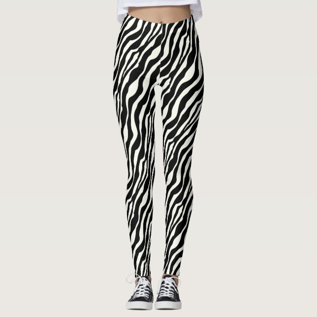 Leggings Rayas de cebra - Blanco y negro (Anverso)