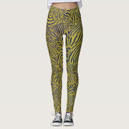 Leggings Rayas de cebra en dorado metálico y azul