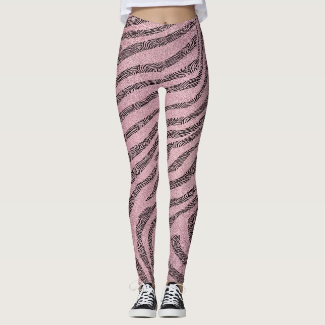 Leggings Rayas de cebra grecorromana en textura Purpurina r (Anverso)