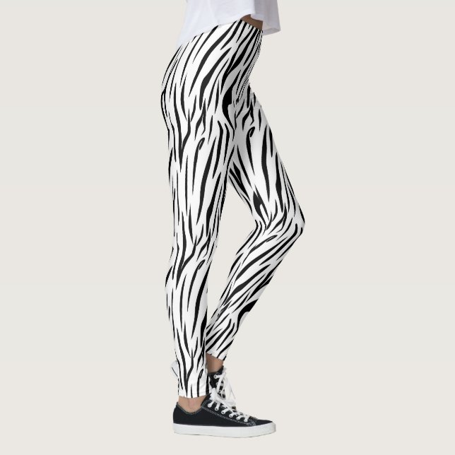 Leggings Rayas de cebra modernas en blanco y negro (Derecha)