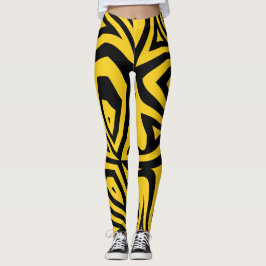 Leggings Rayas de cebra negra y amarilla para mujeres legga