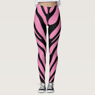 Leggings Rayas De Cebra Rosa Y Negro