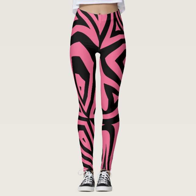 Leggings Rayas de cebra rosadas y negras (Anverso)