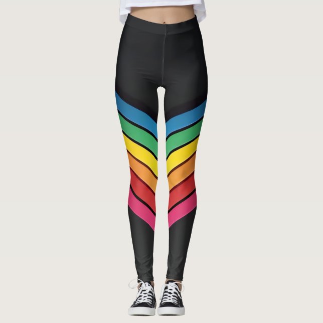 Leggings Rayas de chevron arcoiris sobre un elegante fondo  (Anverso)
