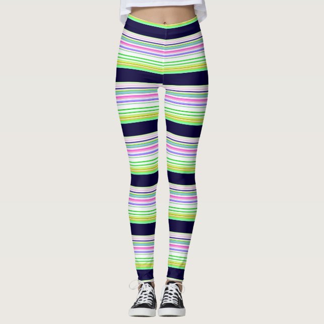 Leggings Rayas de color azul y liso (Anverso)
