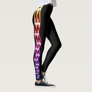 Leggings Rayas de color de mariposa blanca de Guay en negro