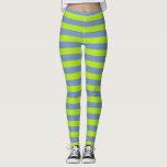 Leggings Rayas de color verde limón y azul/gris<br><div class="desc">Arte digital abstracto de tiras de lima verde y azul/gris</div>