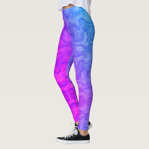 Leggings Rayas de colores neón rosa y azul giradas