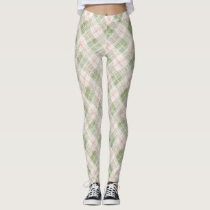 Leggings Rayas de Cuadro Escarlata Verde Rosado