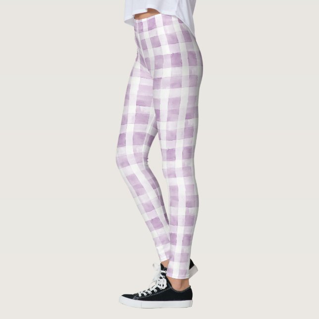 Leggings Rayas de Cuadro Escocés Blanco Morado (Izquierda)
