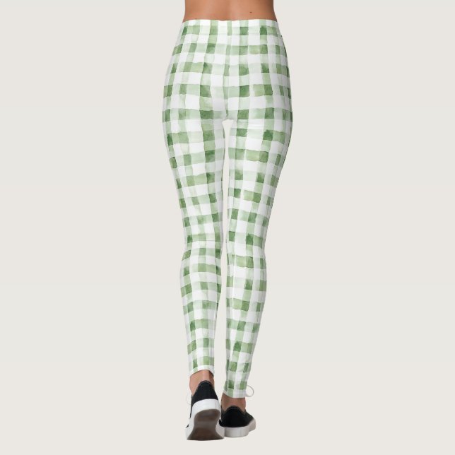 Leggings Rayas de Cuadro Escocés Verde Blanco   (Reverso)