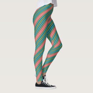 Leggings Rayas de efecto Oro Verde Azul Rosa Profundo Pálid