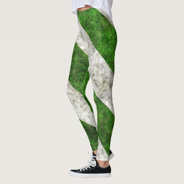 Leggings Rayas De Grunge Blancas Y Verdes (Izquierda)