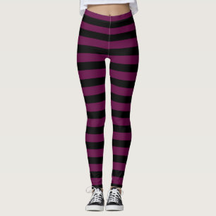Leggings Rayas de Halloween moradas y negras oscuras