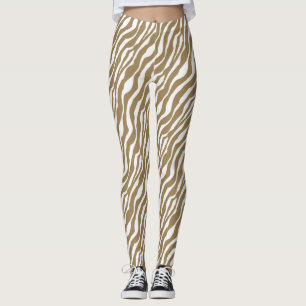 Leggings Rayas de la cebra - moreno de color topo y blanco